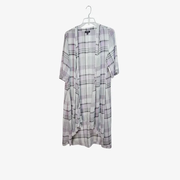 Torrid Chiffon Maxi High Low Kimono Duster Women’s Plus Size 00/0 Plaid Sheer. - Picture 3 of 8